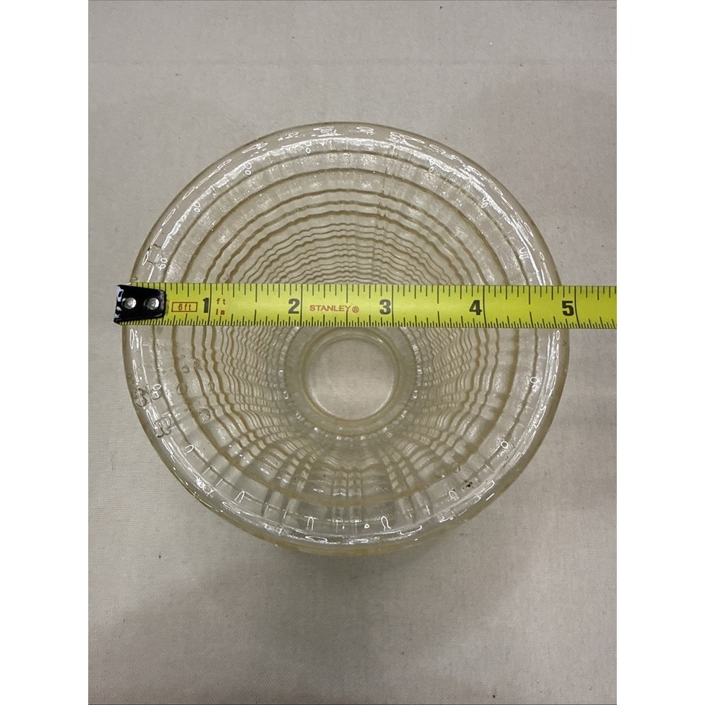 Vintage Clear  Glass Ribbed Gridded Shade 2 1/8" Fitter - Picture 3 of 8